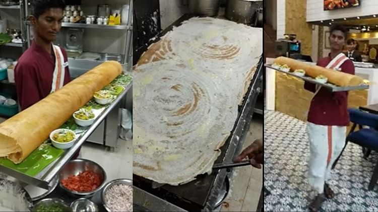 Viral Video of tasty recipe for food lovers biggest dosa must try once foodies recipes