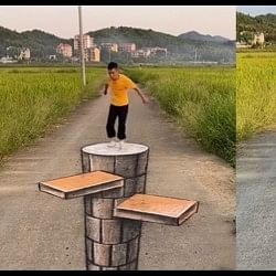 Trending man made amazing painting on the road video went viral