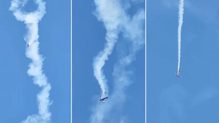 fire in plane after sparks debris flying in sky america