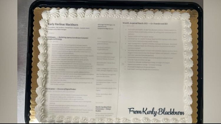 women sends their resume printed on a cake to nike picture went viral