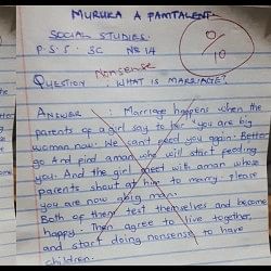 student wrote answer of What is marriage in exam teacher got angry giving 0 said see me