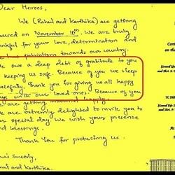 couple invited indian army in wedding for their sacrifice to country heart touching wedding card