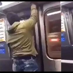 Man jumps on station after opening door of moving metro video went viral