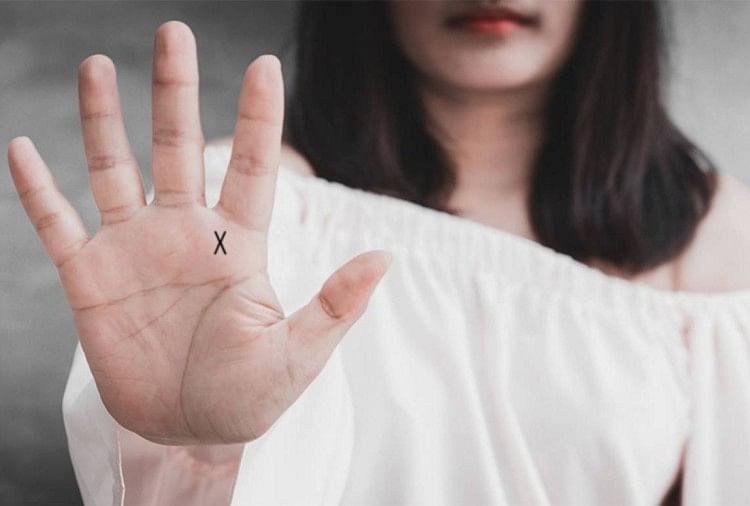 x sign on hands