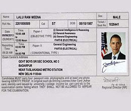 Indian exam admit card has US president's photo